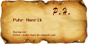 Puhr Henrik névjegykártya